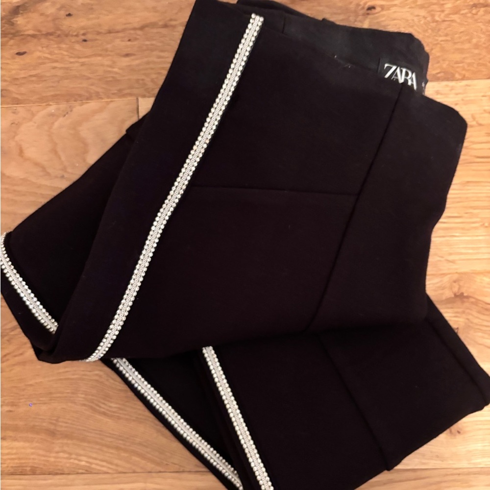 Zara Black Pants with Rhinestone Accents